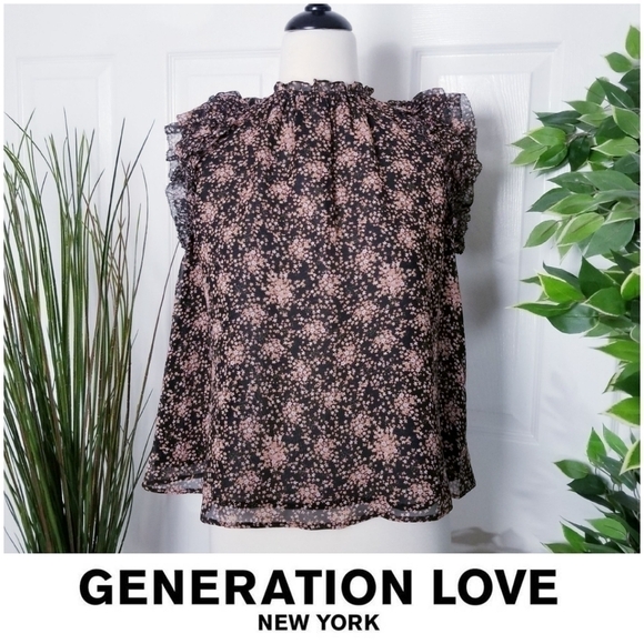 Nwot Generation Love High Neck Floral Top - Picture 1 of 13